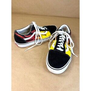 Vans Old Skool Flames Black Suede & Canvas Skate Shoes - Men Size 9/Women 10.5